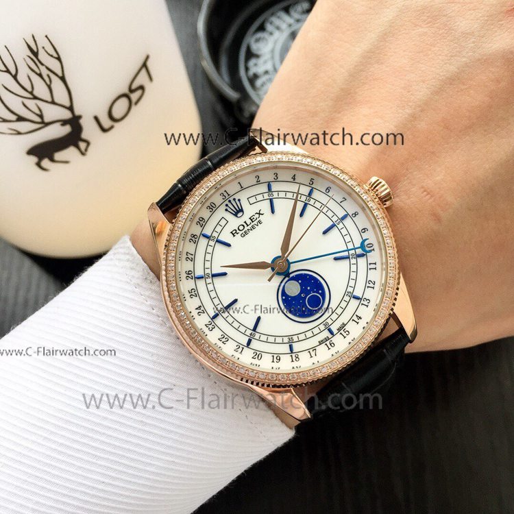 Replica Rolex Cellini Moonphase Rose Gold Watch New Baselworld